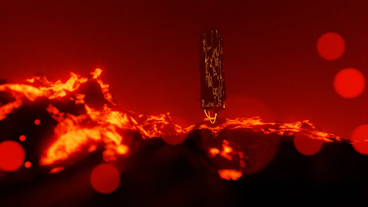 Relic floating above a lava field