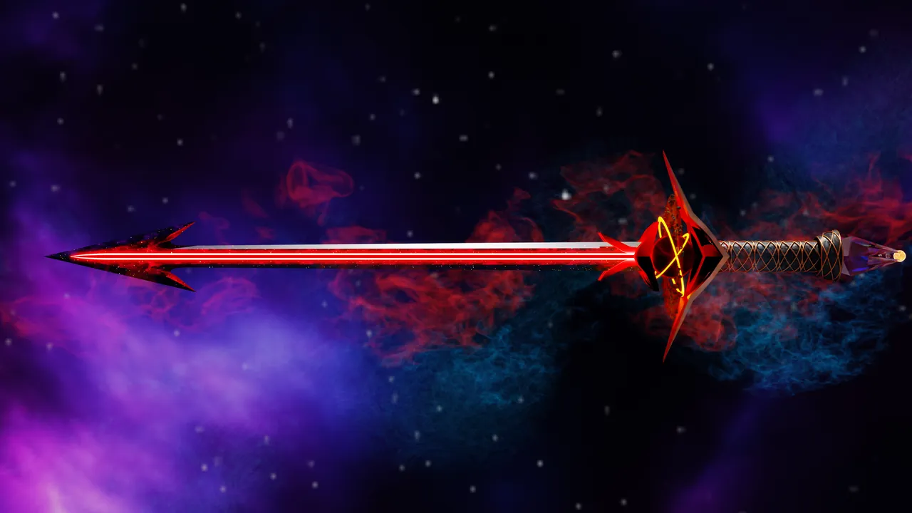 Void sword against a purple nebula