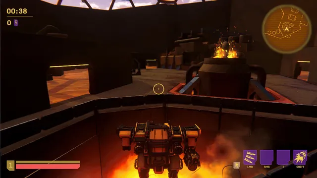 Flying above the arena with the jetpack